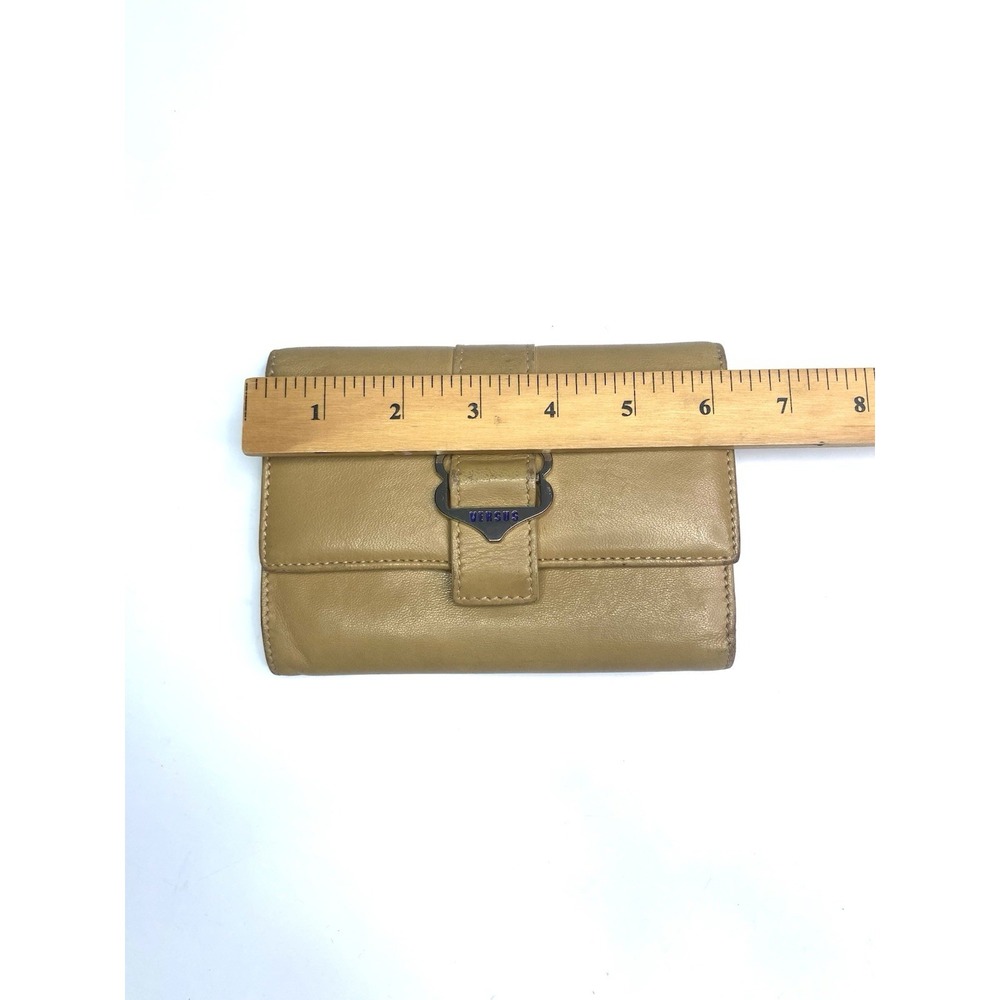 Versus by Versace Women's Beige Brown Wallet Silver Buckle Trifold Leather Y2K - Picture 11 of 13